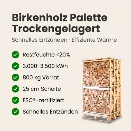 Palette Kammergetrocknetes gespalten Buchen Brennholz 25 cm